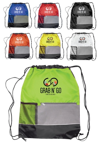 Drawstring Backpack with Front Zippered Pocket 2