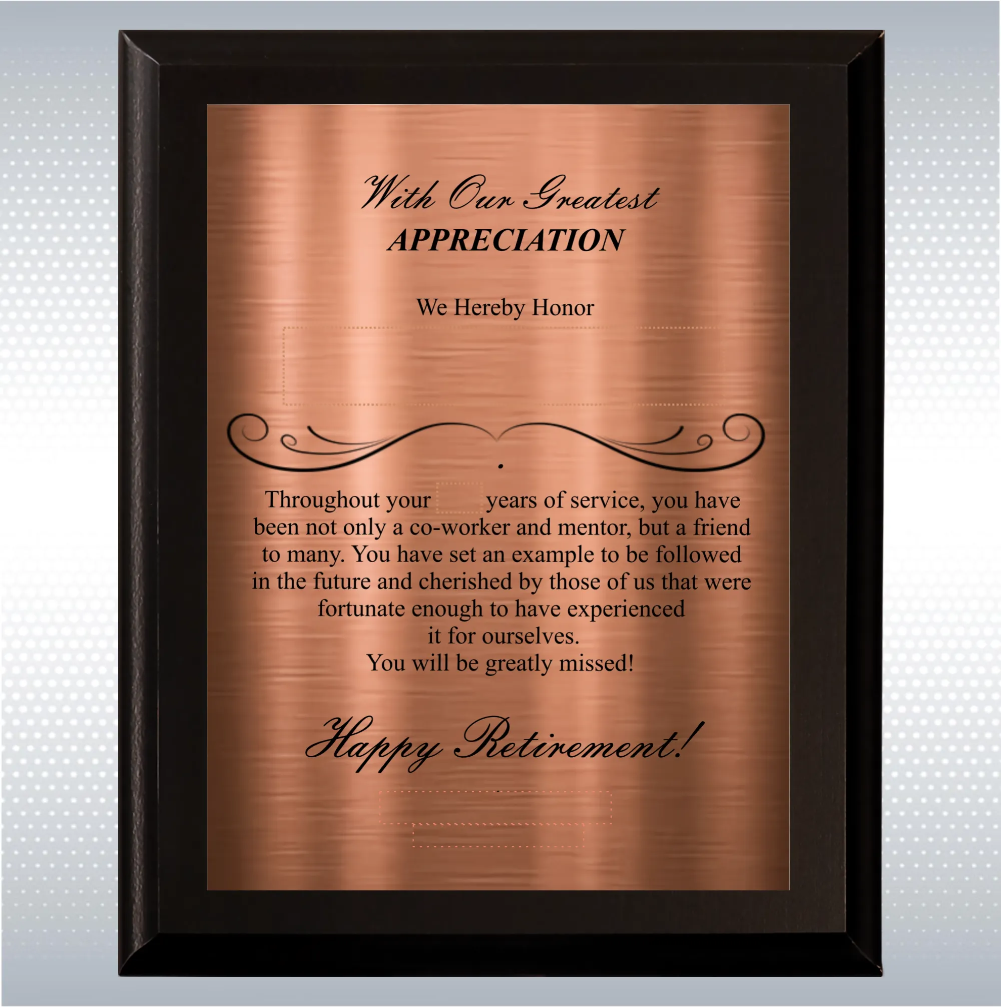 Black Matte Retirement Gift Award Plaque 5