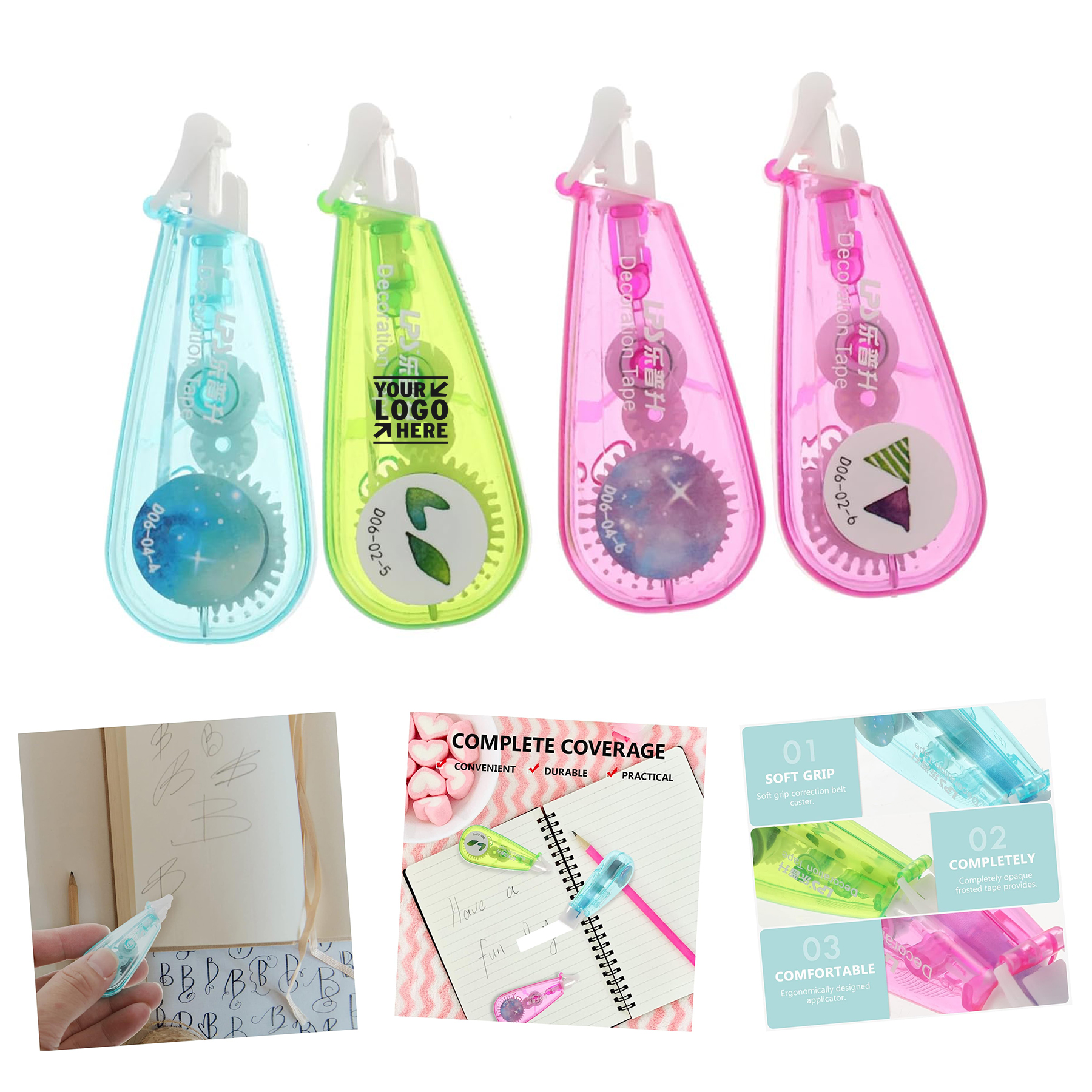 Kid Party Favor Practical Office Printed Whiteout Correction Mini Tape, custom desk accessory with logo imprint 2