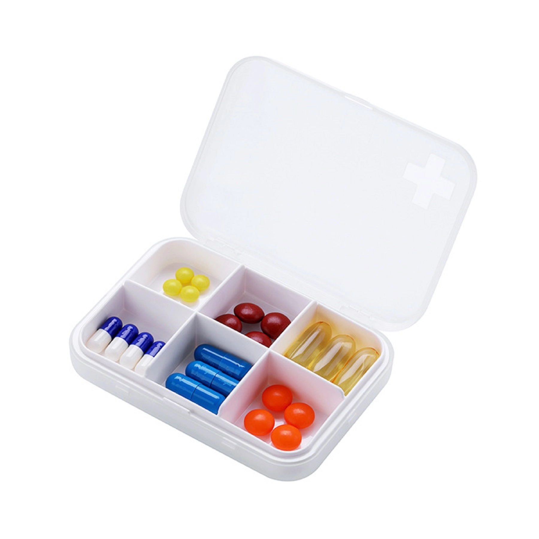 6 Compartments Square Medicine Storage Box 8