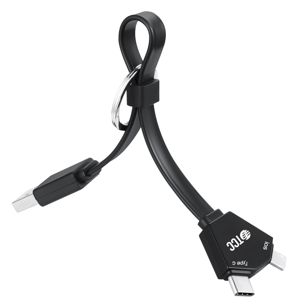 Kelso 22cm length TPE 3in1 Charging Cables w/ USB tip, Type C tip, iPhone & Android 2 in 1 tip