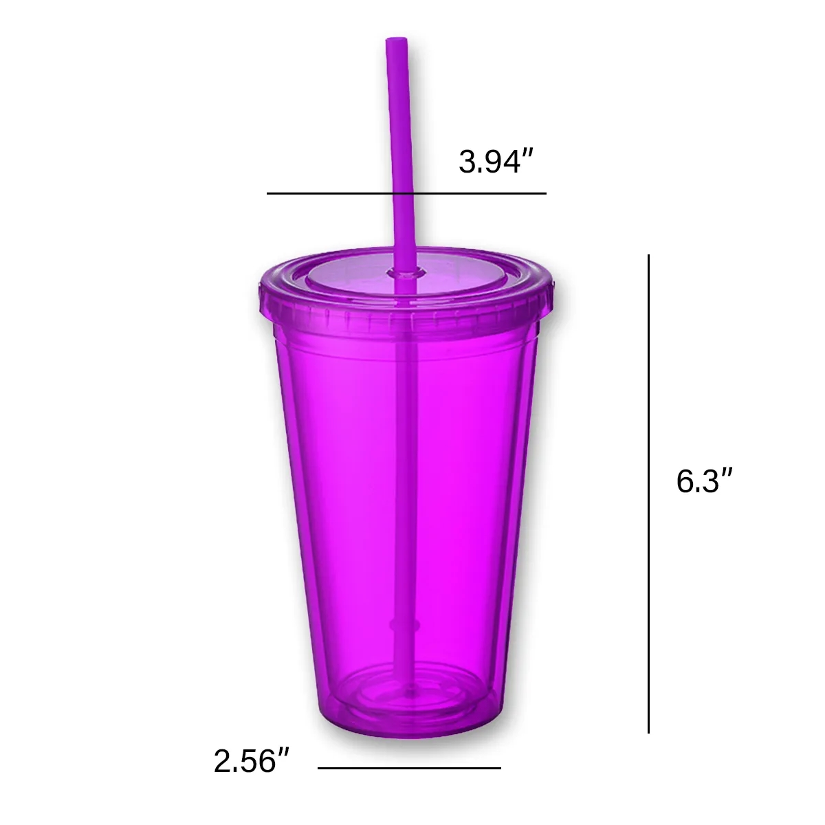 16 Oz. Acrylic Double-Wall Reusable Cup With Lid And Straw 3