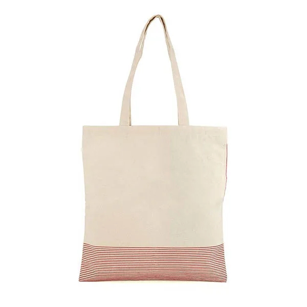 Striped Cotton Tote Bag w/ Side Pocket -14.88"w x 15.5"h, custom tote bag with logo imprint 5