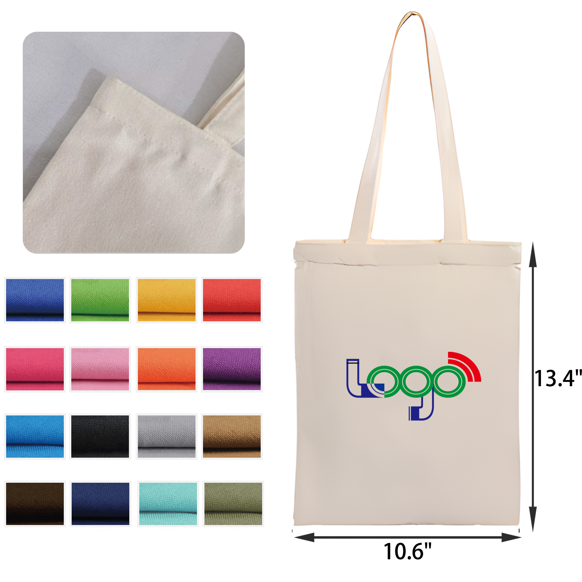 MOQ 50 PCS Durable Solid color Canvas Tote Bag, custom tote bag with logo imprint 2