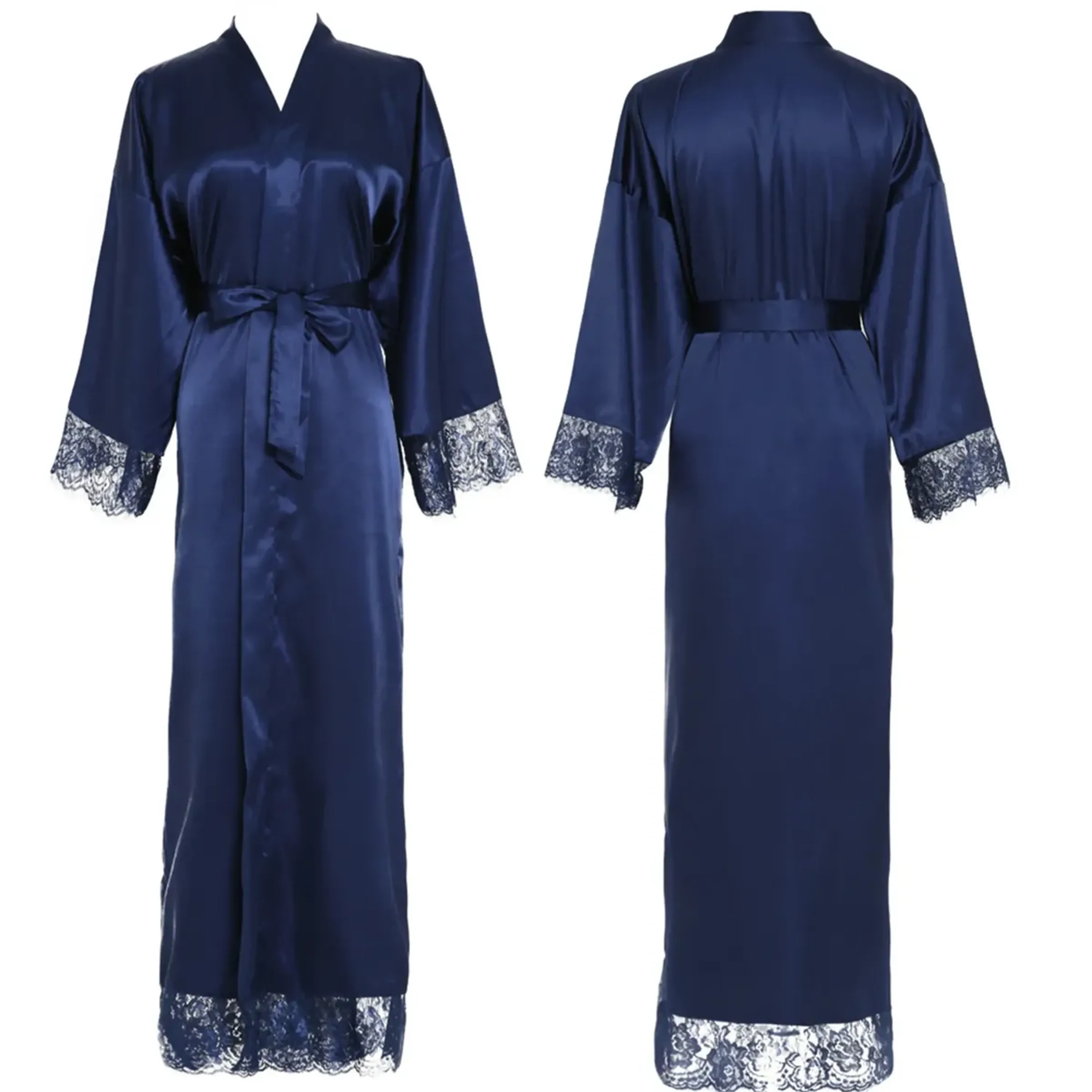 Women's Satin Robe Silk Pajamas Nightwear 2
