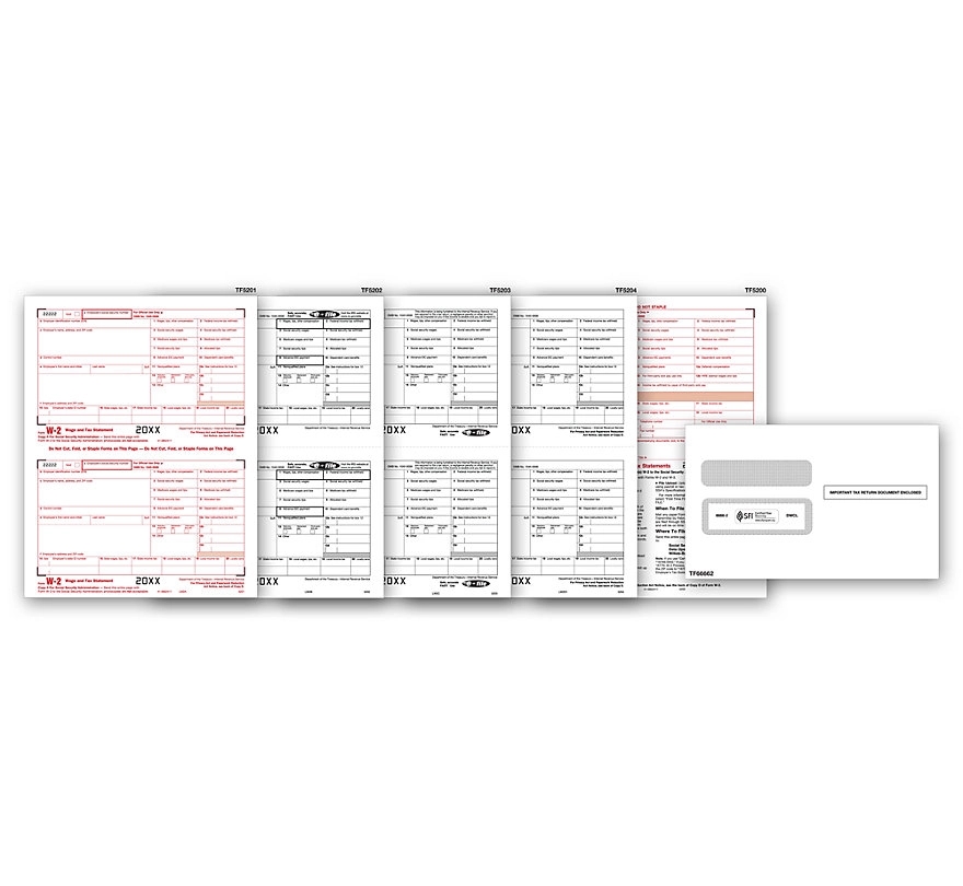 W-2 Tax Forms Set & Envelope Kit, Laser, 4-Part 1