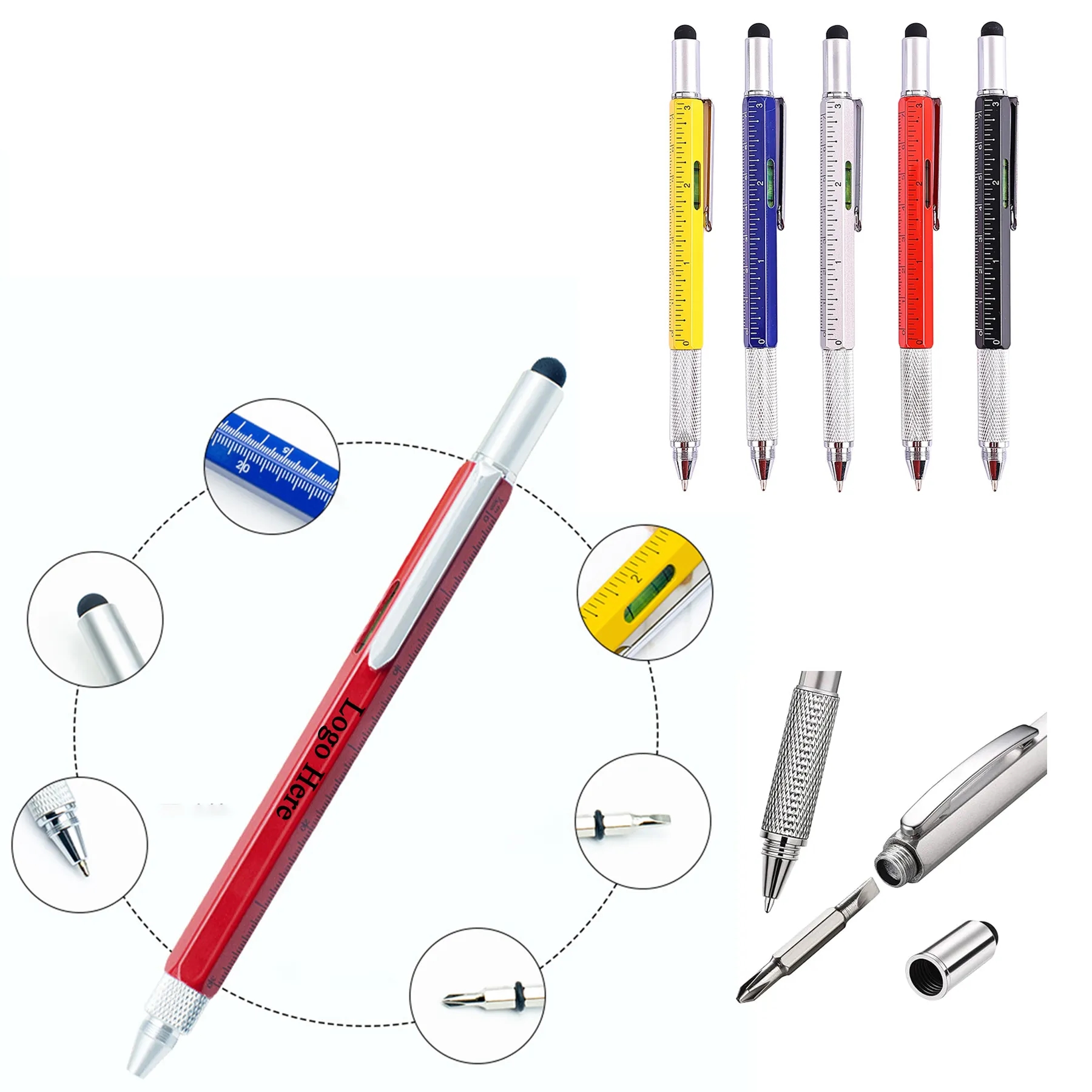 Gifts For Men,6 in 1 Multitool Pen With Level Ruler 2