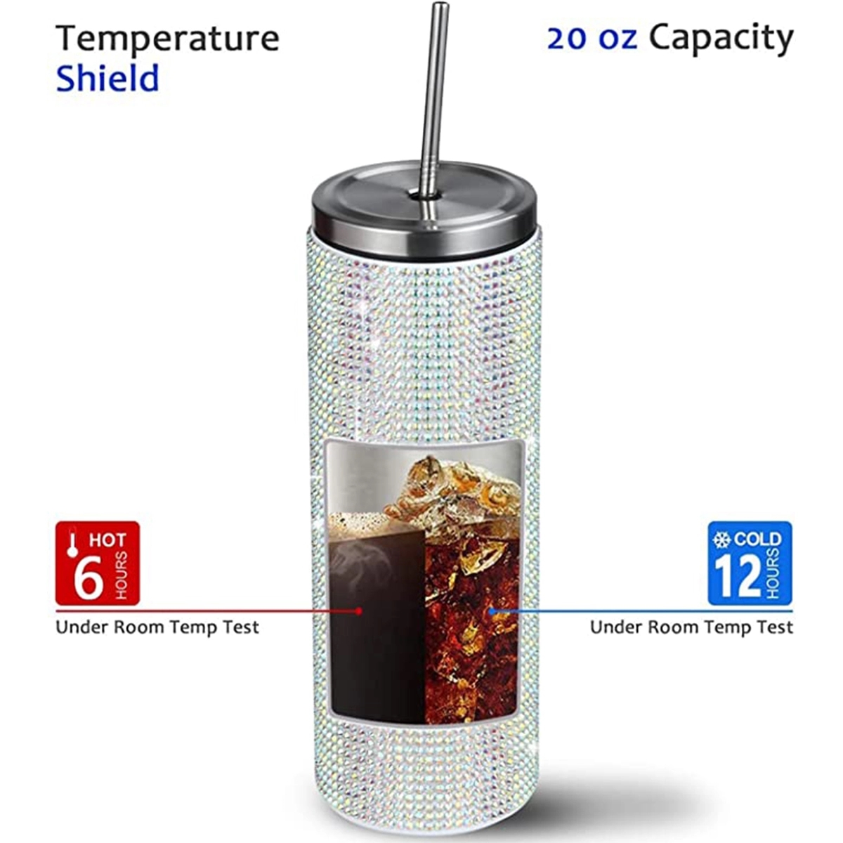 Stainless Steel Rhinestone Tumbler Reusable Water Bottle 1