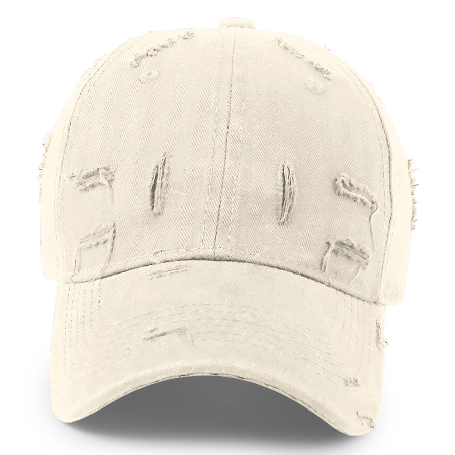 Stock Solid Color Ripped Cotton 6-Panel Baseball Cap 17