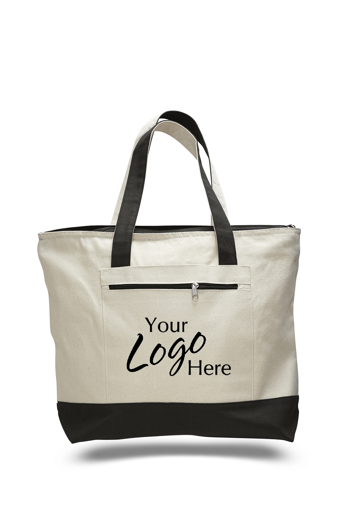 Canvas Zipper Tote Bag 18" W x 14" H with 4.5" Gusset, custom tote bag with logo imprint 14