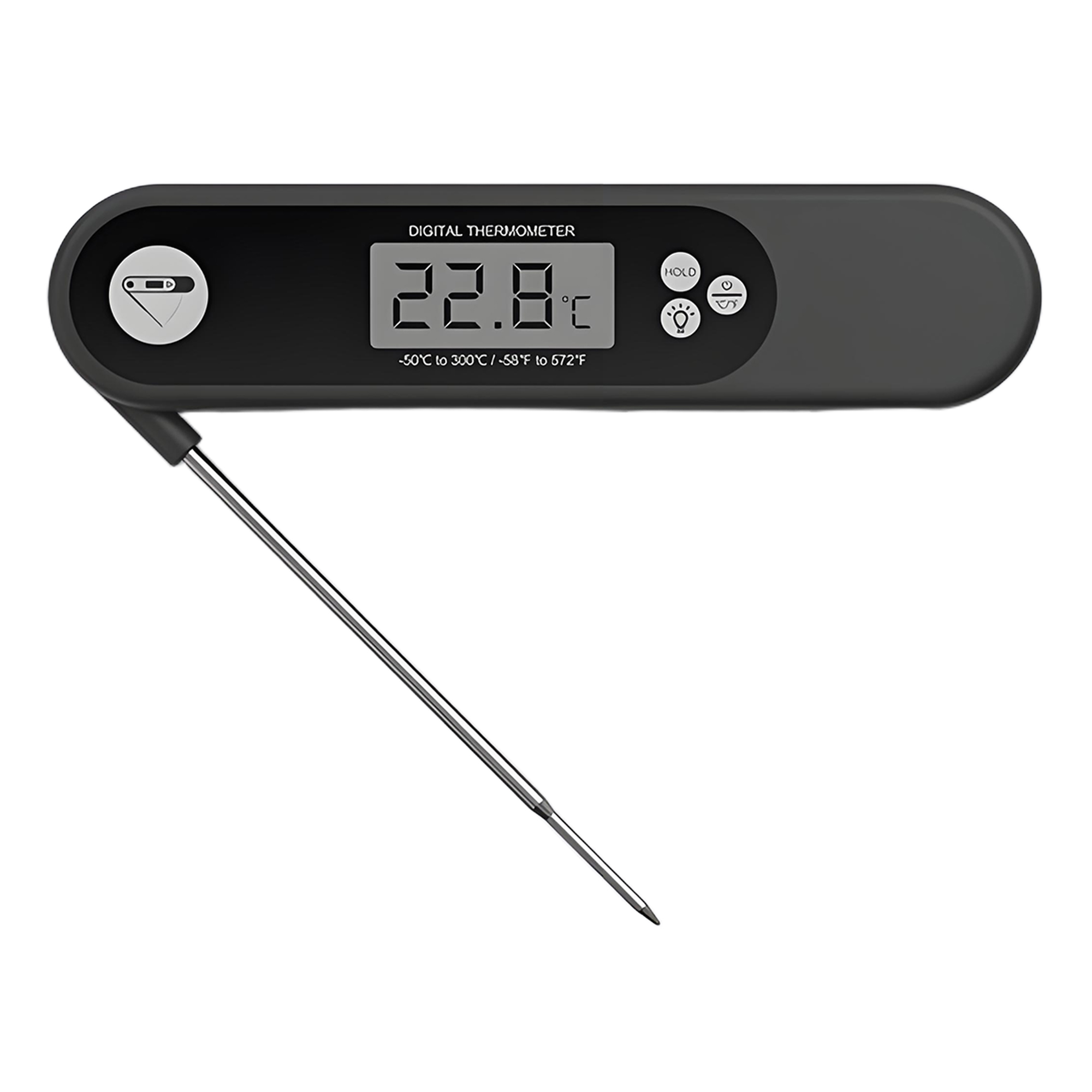 Digital Kitchen Thermometer with Backlight, Foldable Probe, Large Screen, Fast 6-Second BBQ