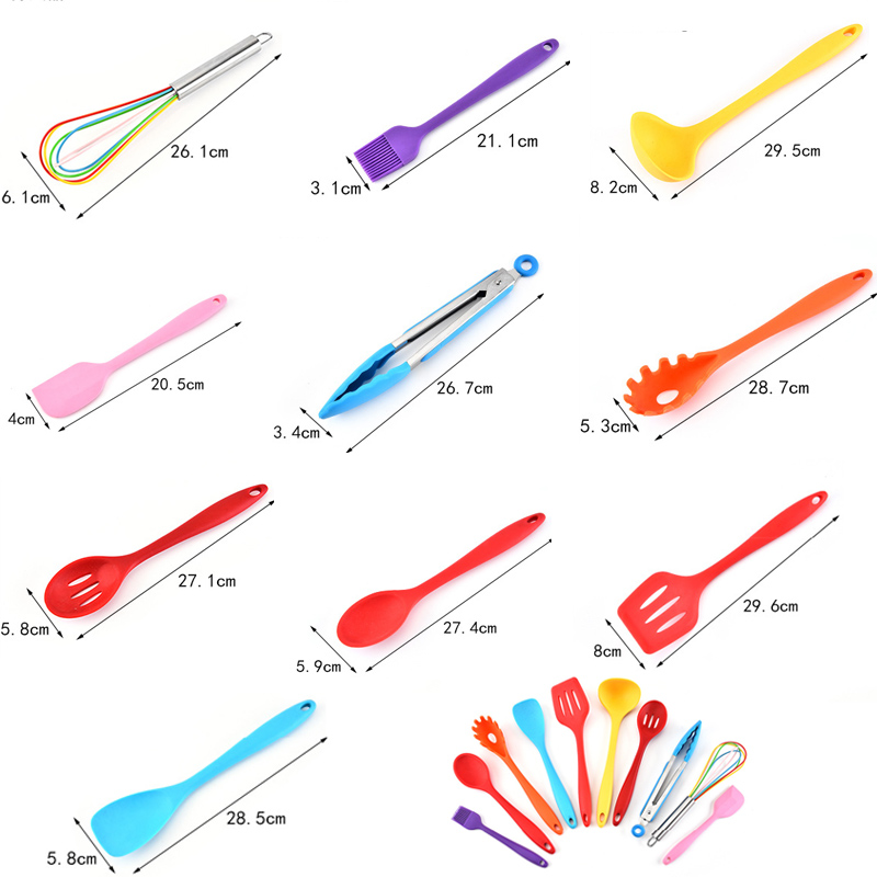 10-Piece Sets Rainbow Color Silicone Kitchenware Cooking Ute 3