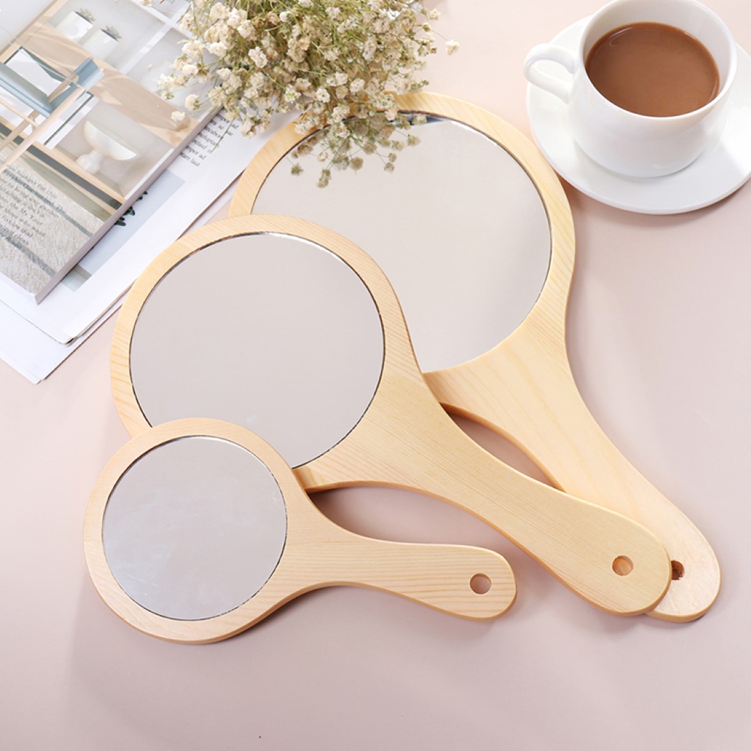 Cosmetic Round Wooden Mirror 3