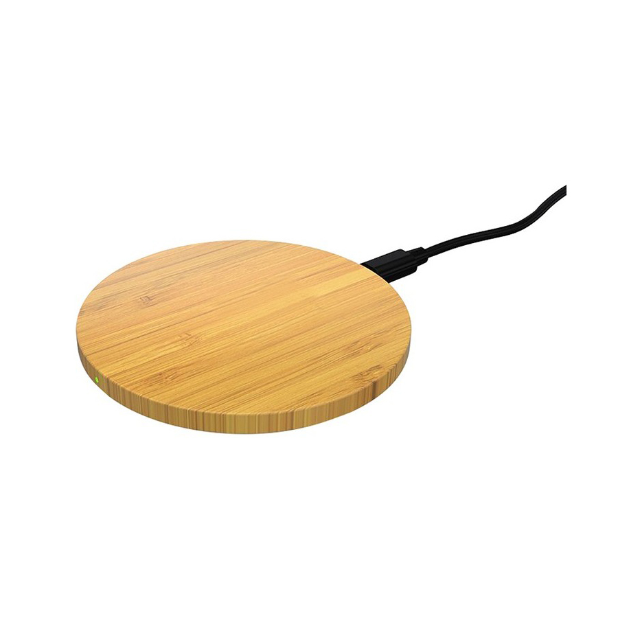 Slim Round Bamboo Qi Wireless Charging Pad 7