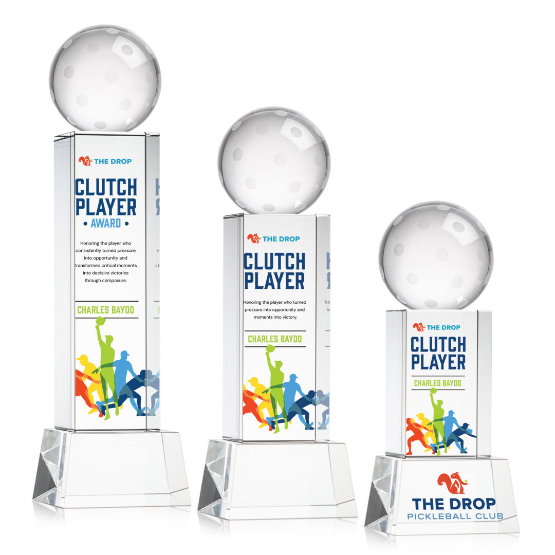 Pickleball VividPrint™ Award on Belcroft Base - Clear