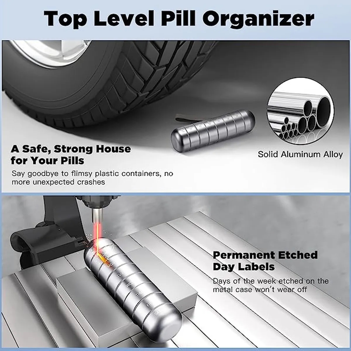 Portable Small Travel Waterproof Metal Weekly Pill Organizer 9