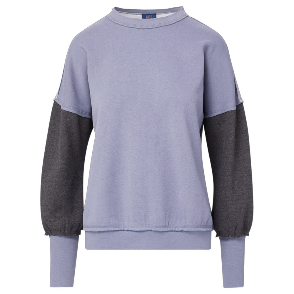 Genevieve Sueded Raw Edge Crew Sweatshirt