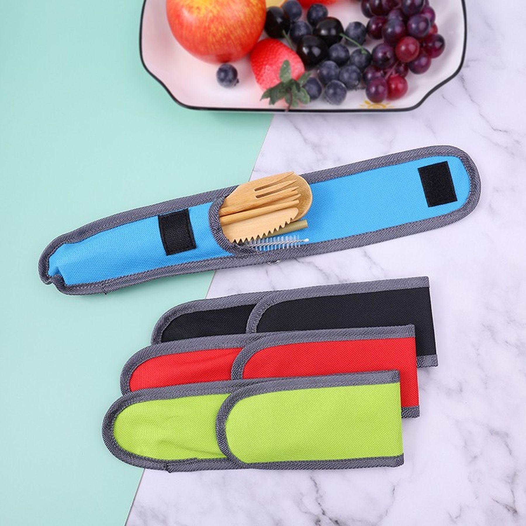 Travel Bamboo Cutlery Set Organic Utensils With Case 21