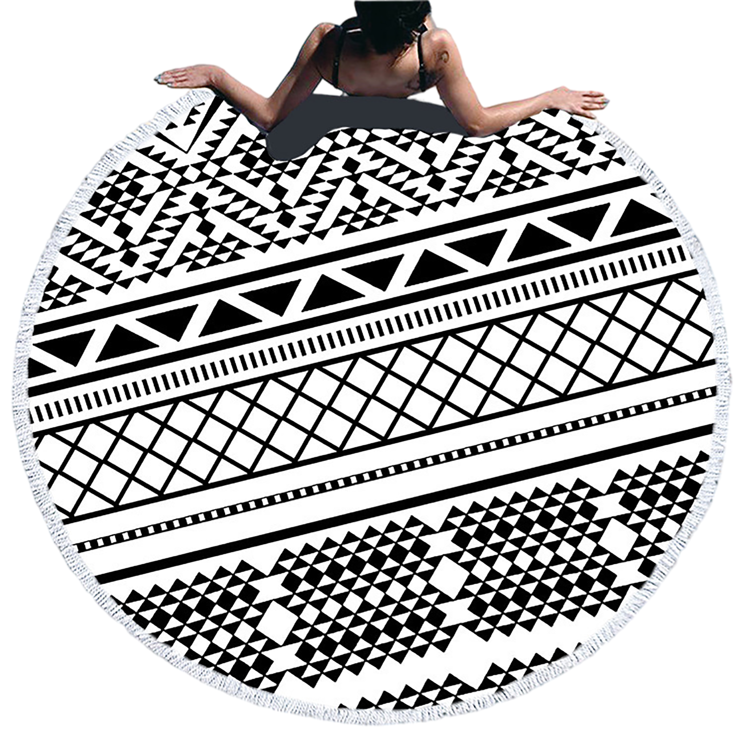 Round Quick Dry Beach Towel w/ Tassel 9