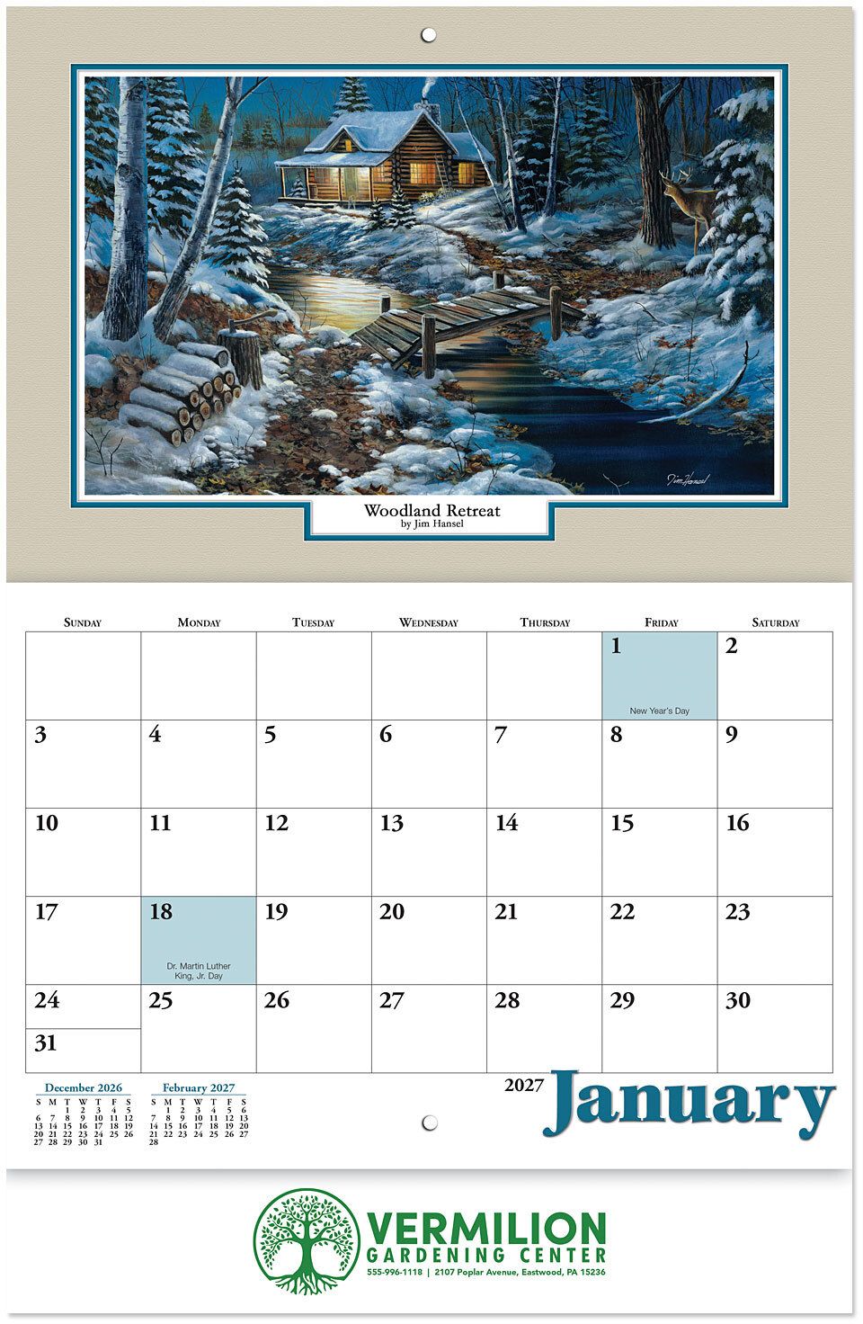 WOODLAND STAPLED WALL CALENDAR 17