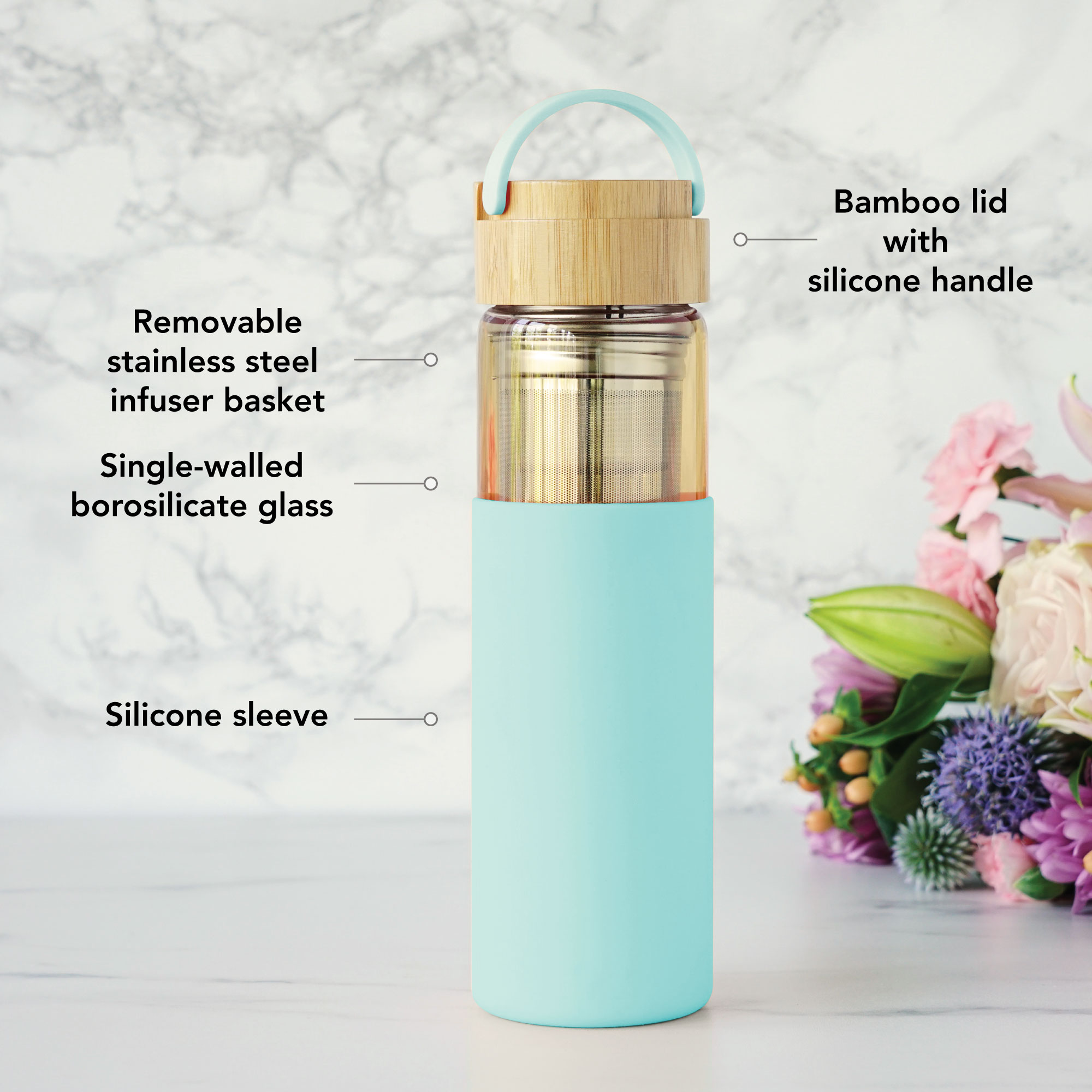 Pinky Up® Dana Glass Travel Tea Mug 4