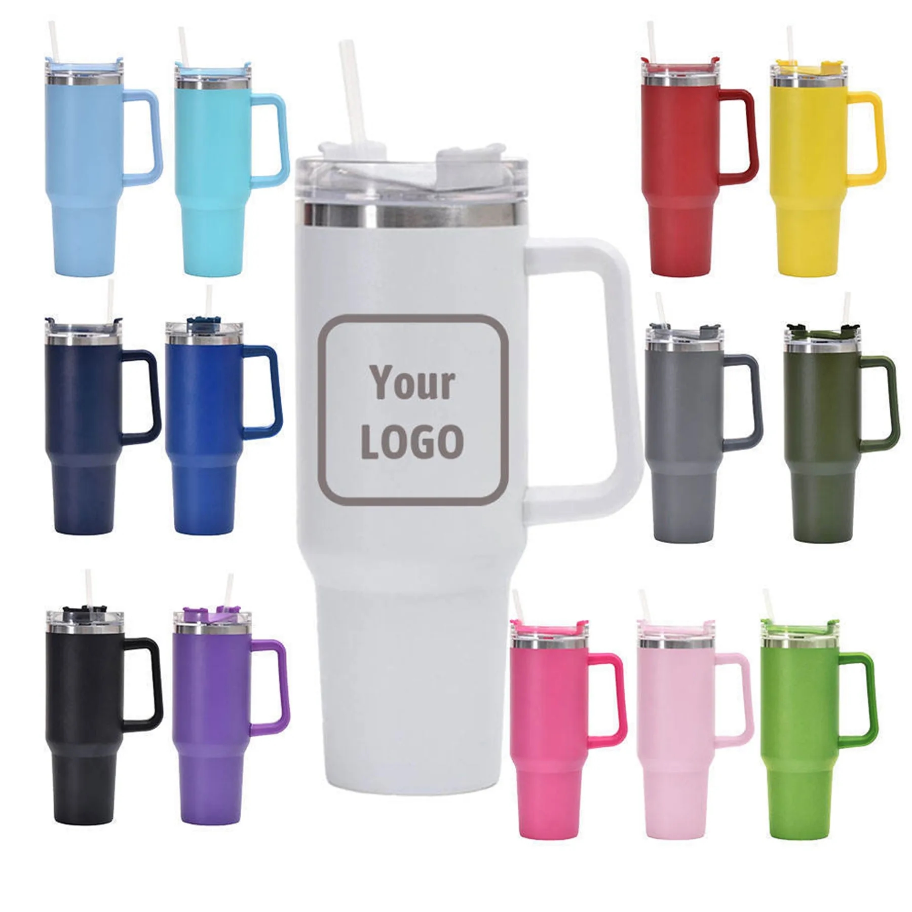 40 Oz. Vacuum Stainless Steel Tumbler with Handle & Straw 4