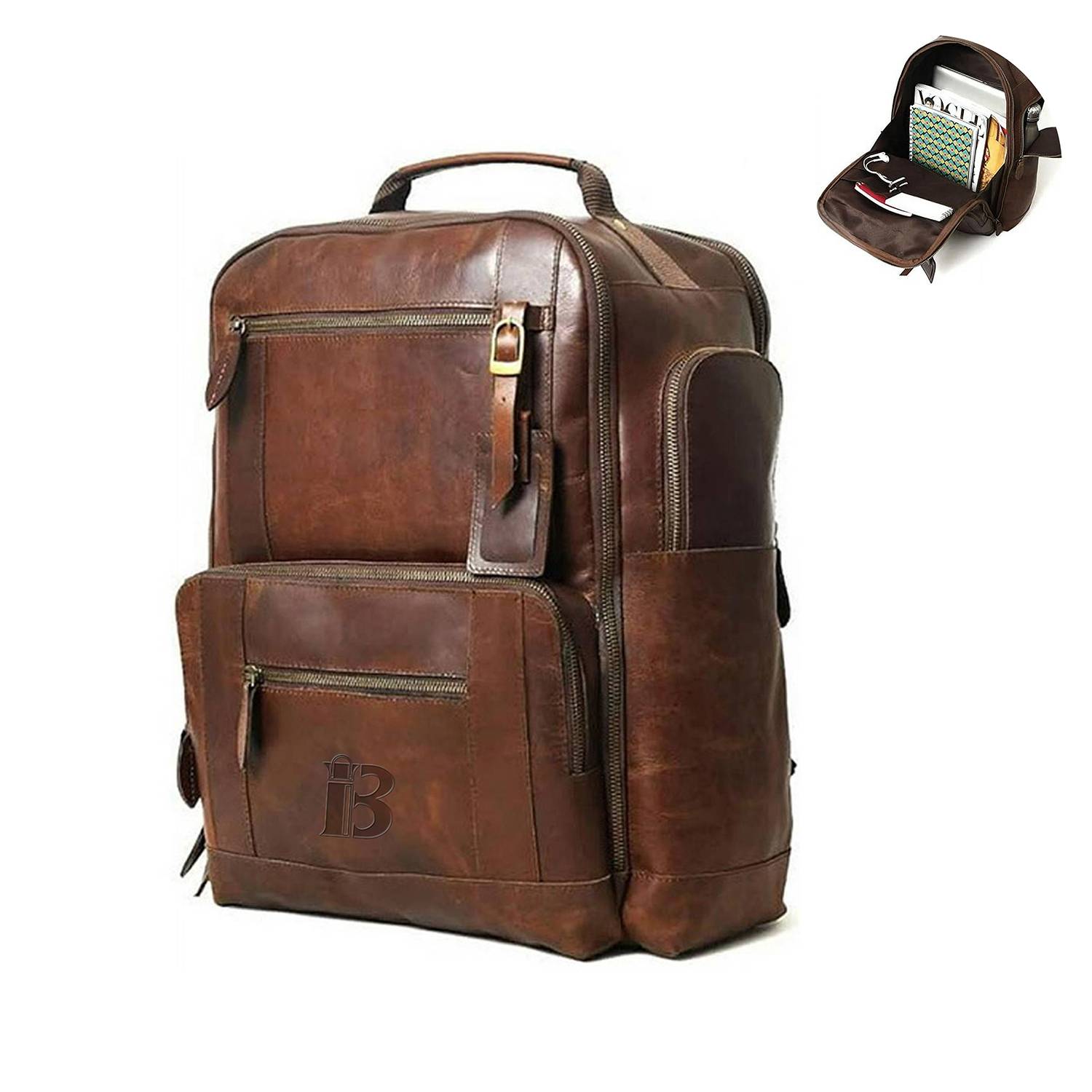 Vintage PU Leather Large Capacity Backpack 3