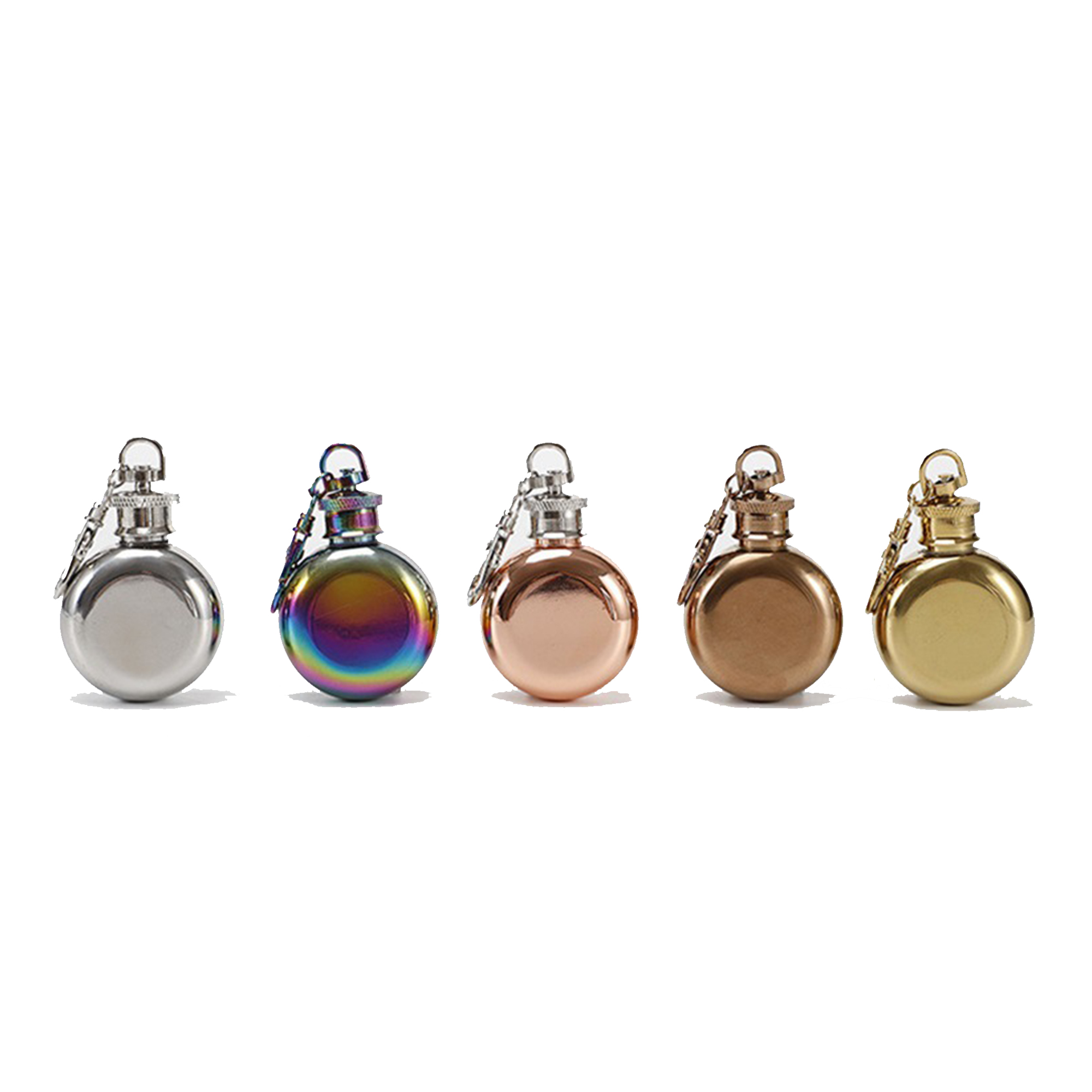 Mini Round Stainless Steel Flask with Keychain 6
