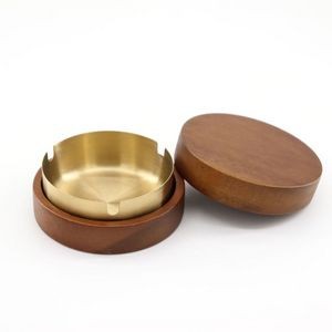 Wooden Ashtray With Lid For Smokers Stainless Steel Liner 8
