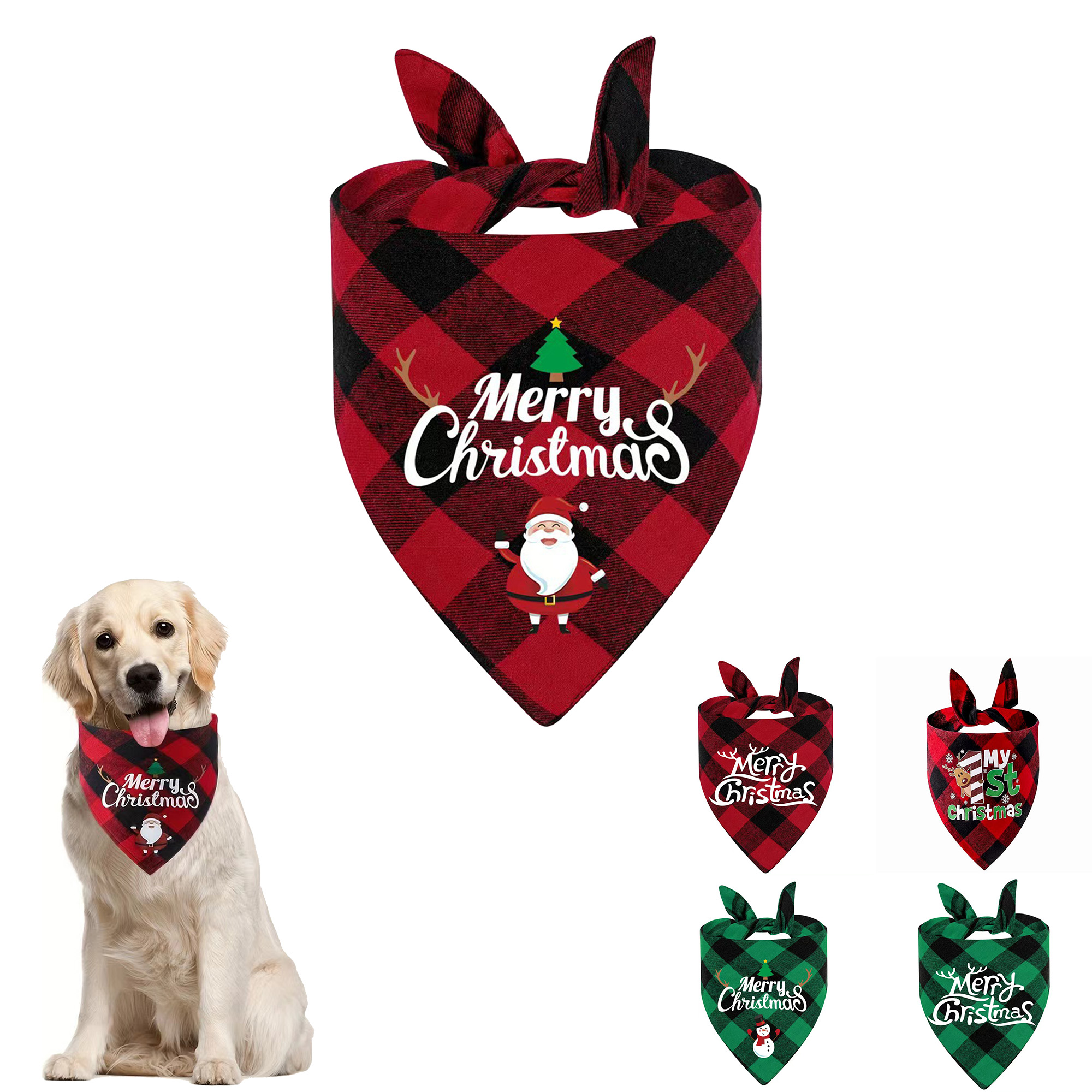 Christmas-Themed Pet Customisable Triangular Bandages 3