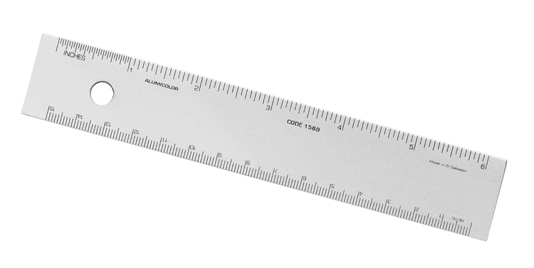 6" Straight Edge Aluminum Ruler with Center-Finding Back 12