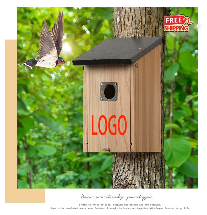 Wooden Birdhouse with Bird Feeder 2