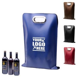 Buckled Dual Bottles PU Leather Wine Bag with Grape Window 4