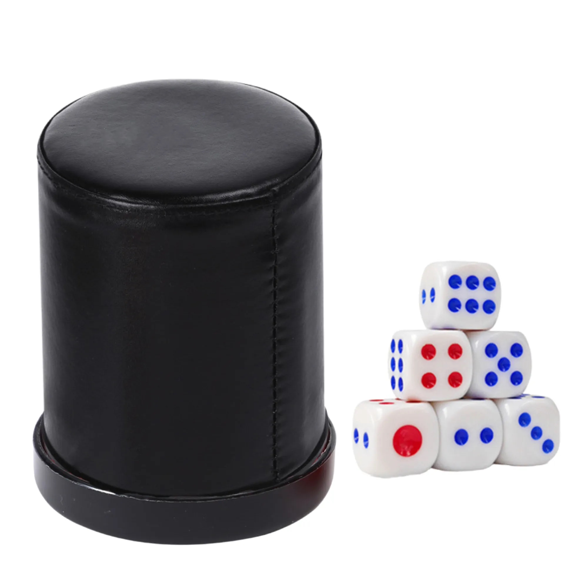 MOQ50 Custom PU Dice Cup with 6 Dices And A Base 8