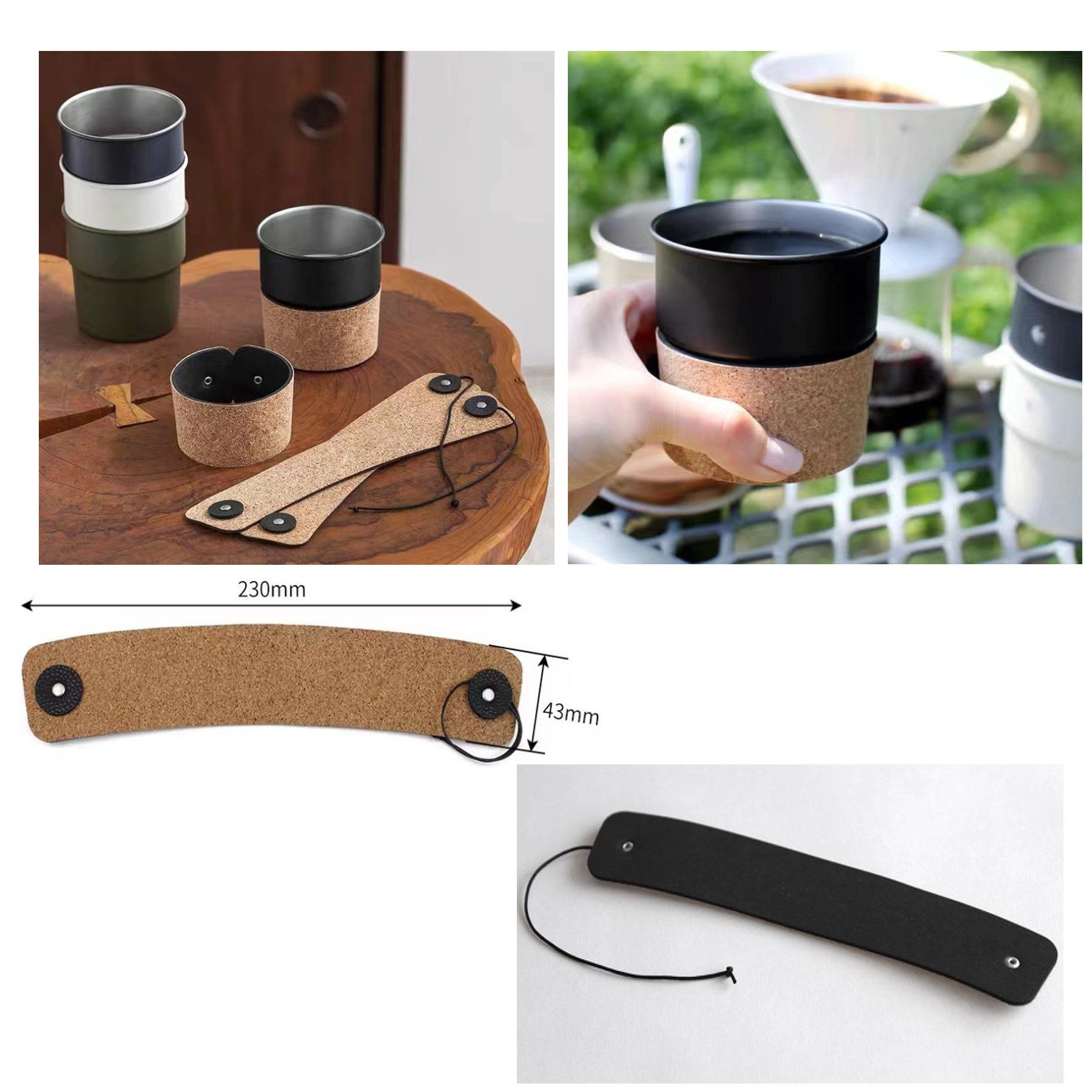 Retro Cork Cup Sleeve adjustable Holder/Bracelet 5