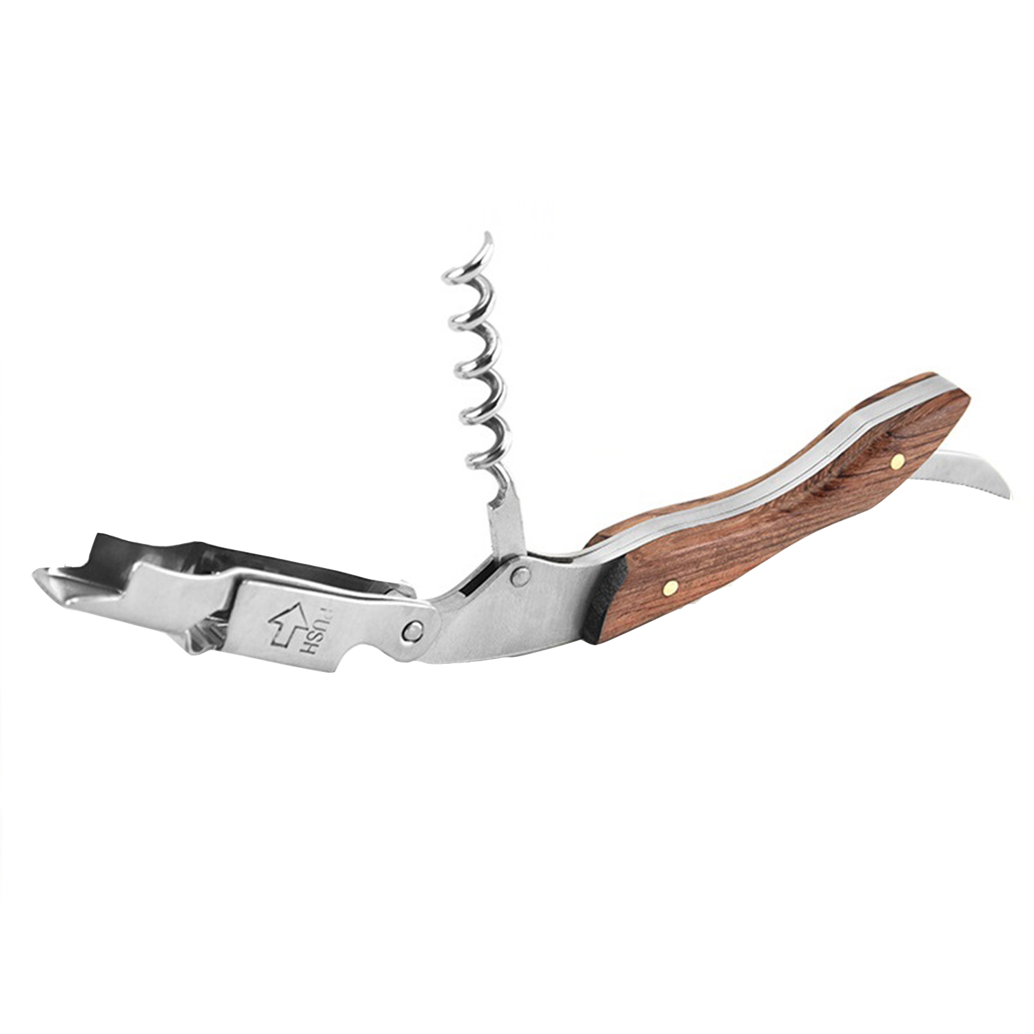 Corkscrew and Bottle Opener with Serrated Knife 2