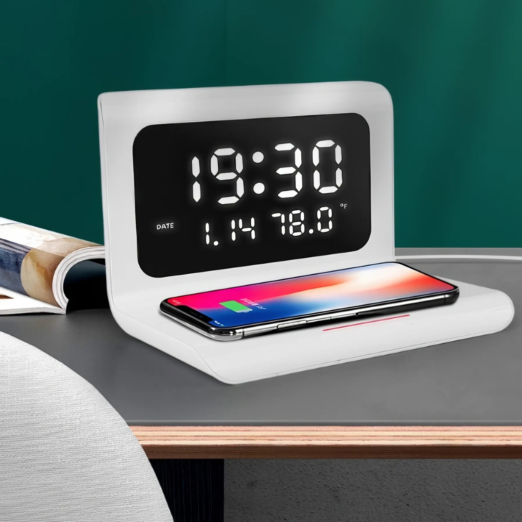 Foldable Alarm Clock Wireless Charger 8