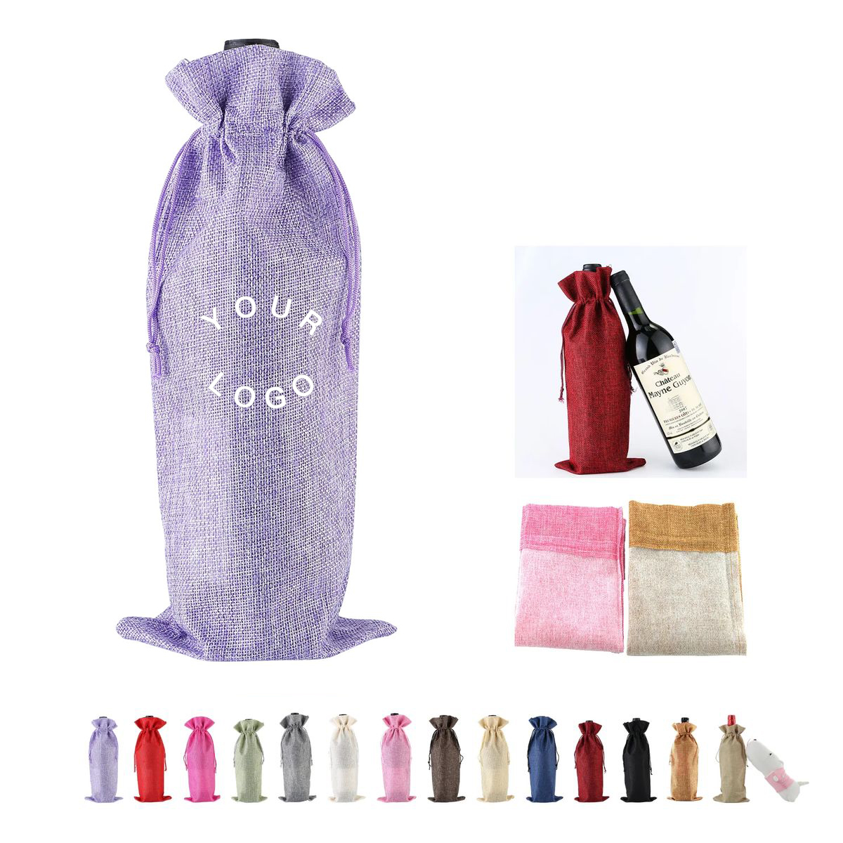 Rustic Burlap Wine Storage Bag Eco Friendly 13