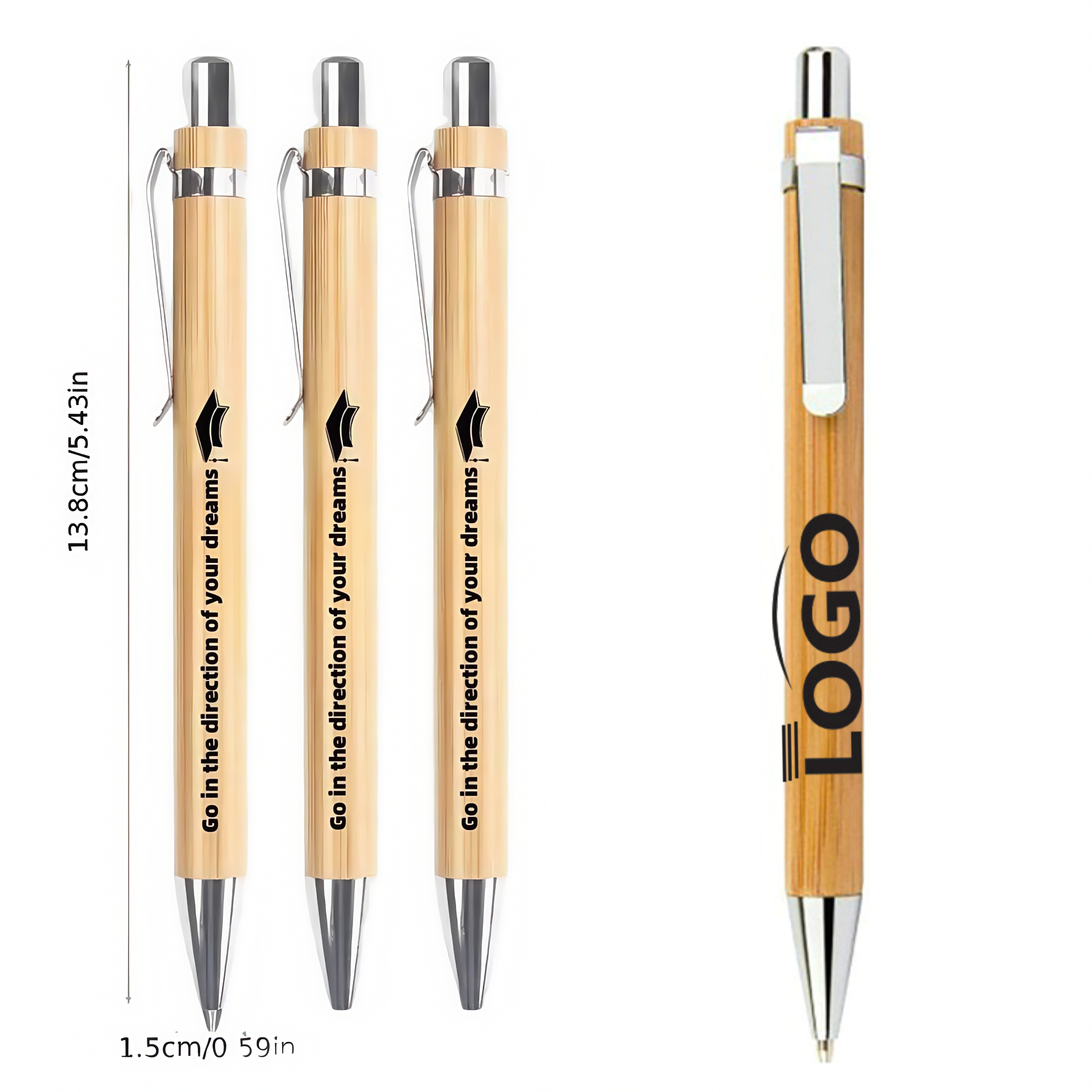 Bamboo Ballpoint Pen And Replacement Cartridge Set 2