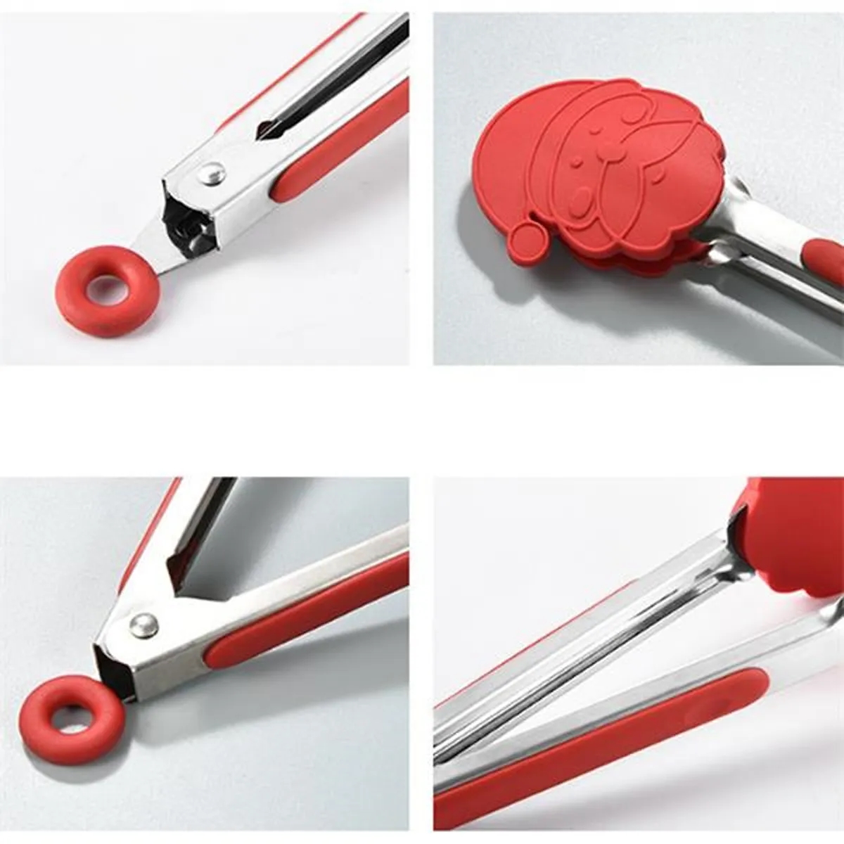 Christmas Style Stainless Steel Kitchen Tongs 4