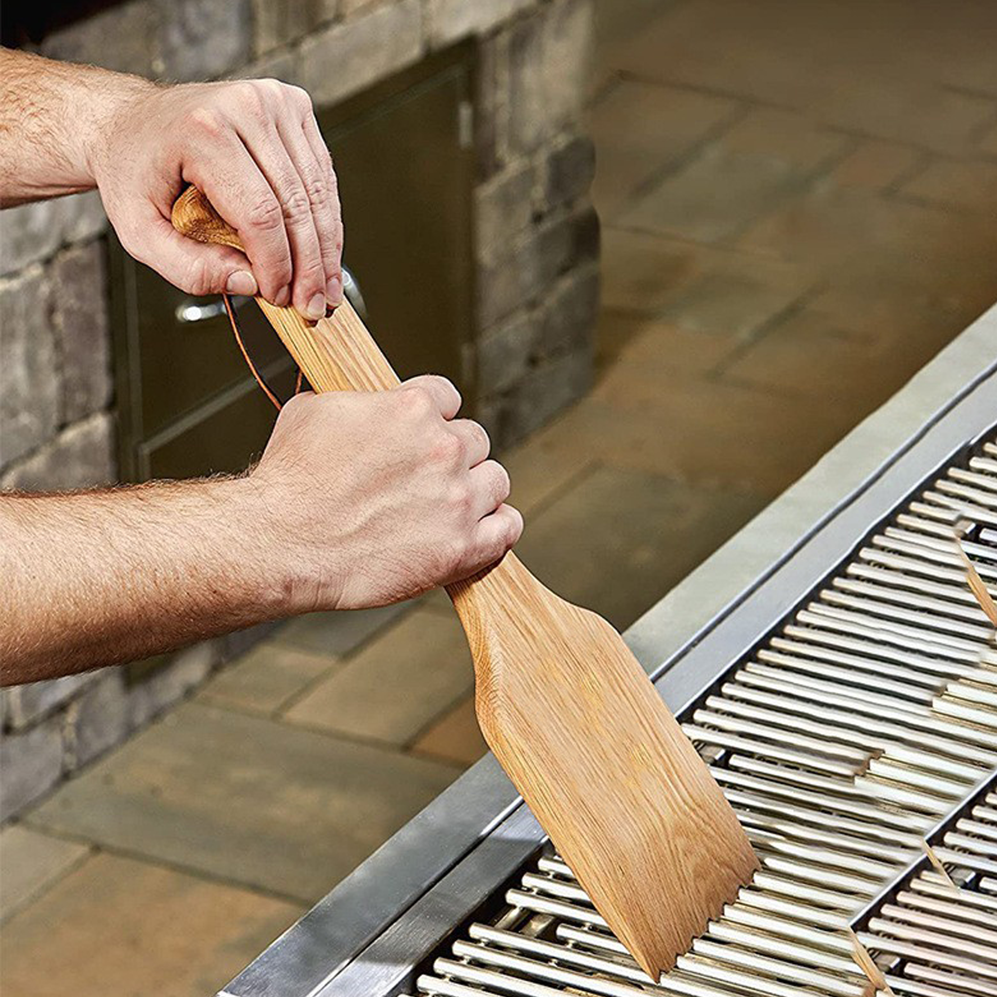 Outdoor Barbecue Cleaning Wooden Spatula 1