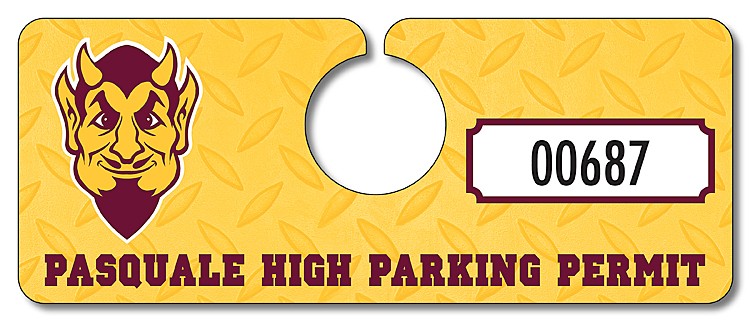 School Plastic Hang Tag / Parking Permit- 2x5 - UV Coated (1S) 2
