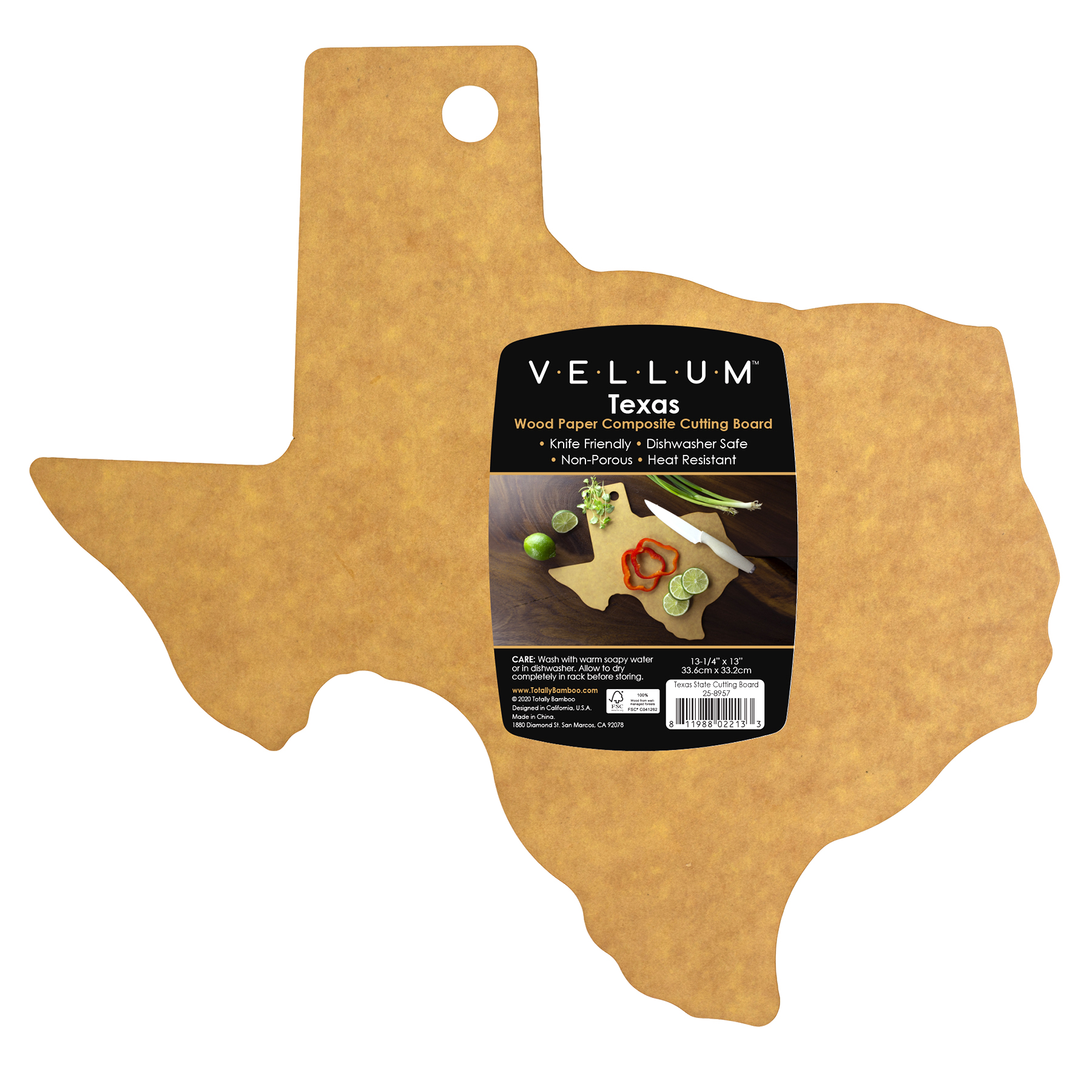 Vellum™ Texas Shaped Wood Paper Composite Serving and Cutting Board, Dishwasher Safe 1