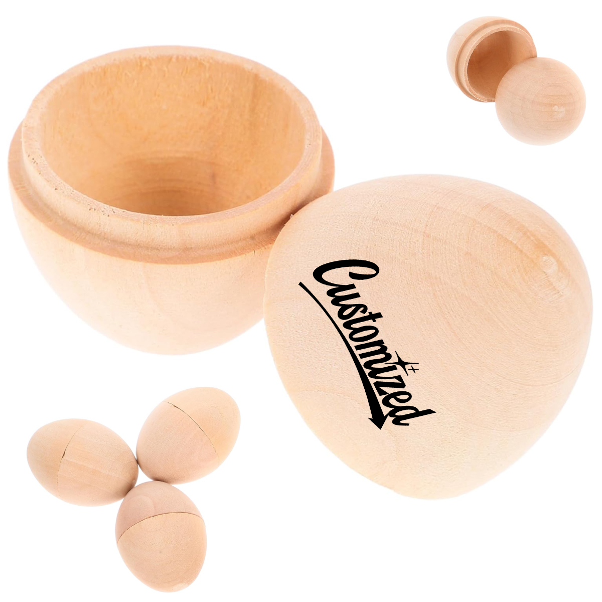 Wooden Easter Eggs Engraved Natural 2