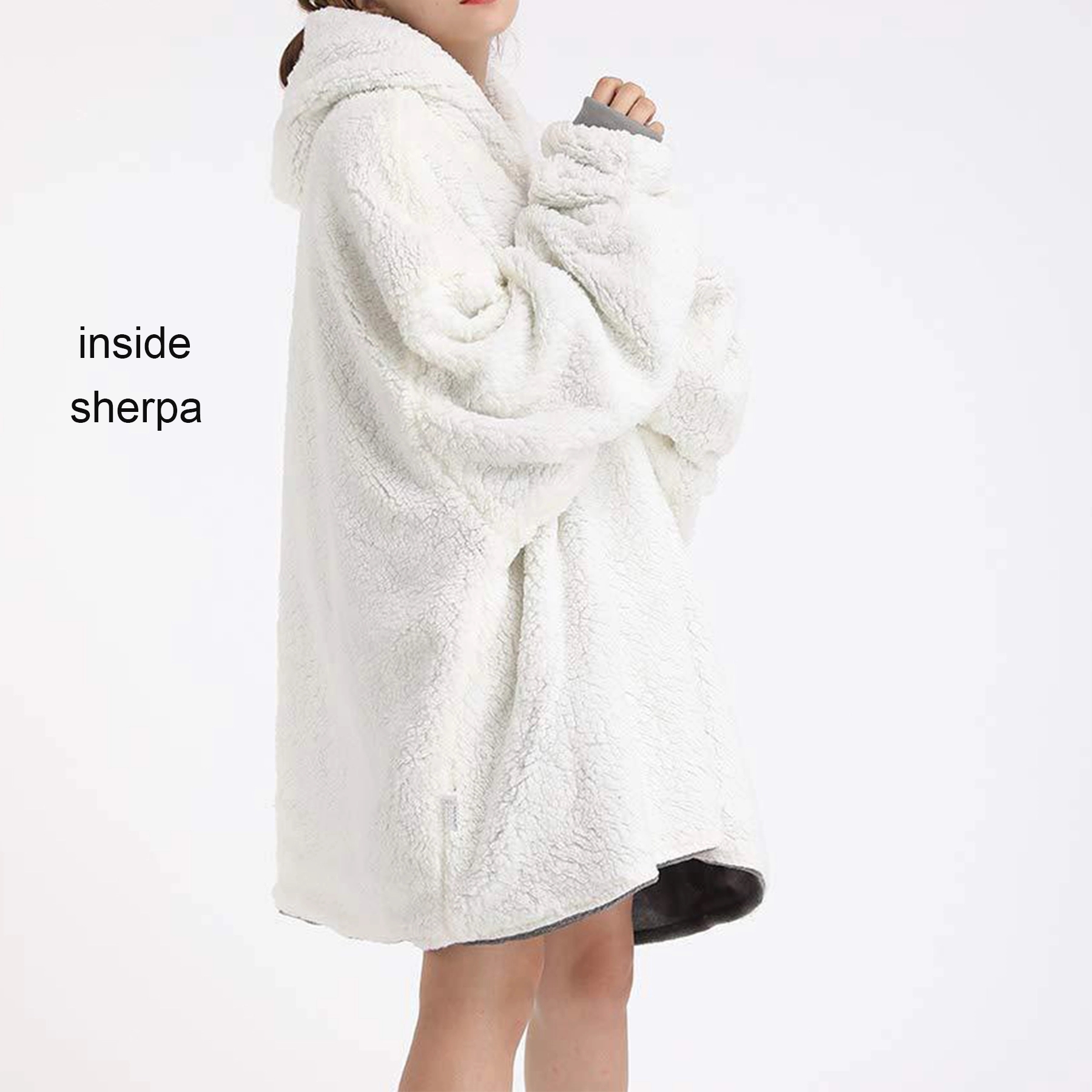 Oversized Microfiber & Sherpa Wearable Blanket 4