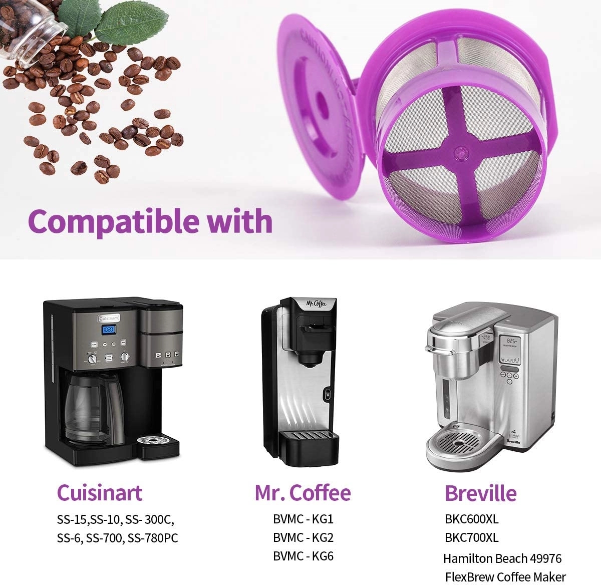 Reusable K Cups Pod Coffee Filter, Universal Refillable 3