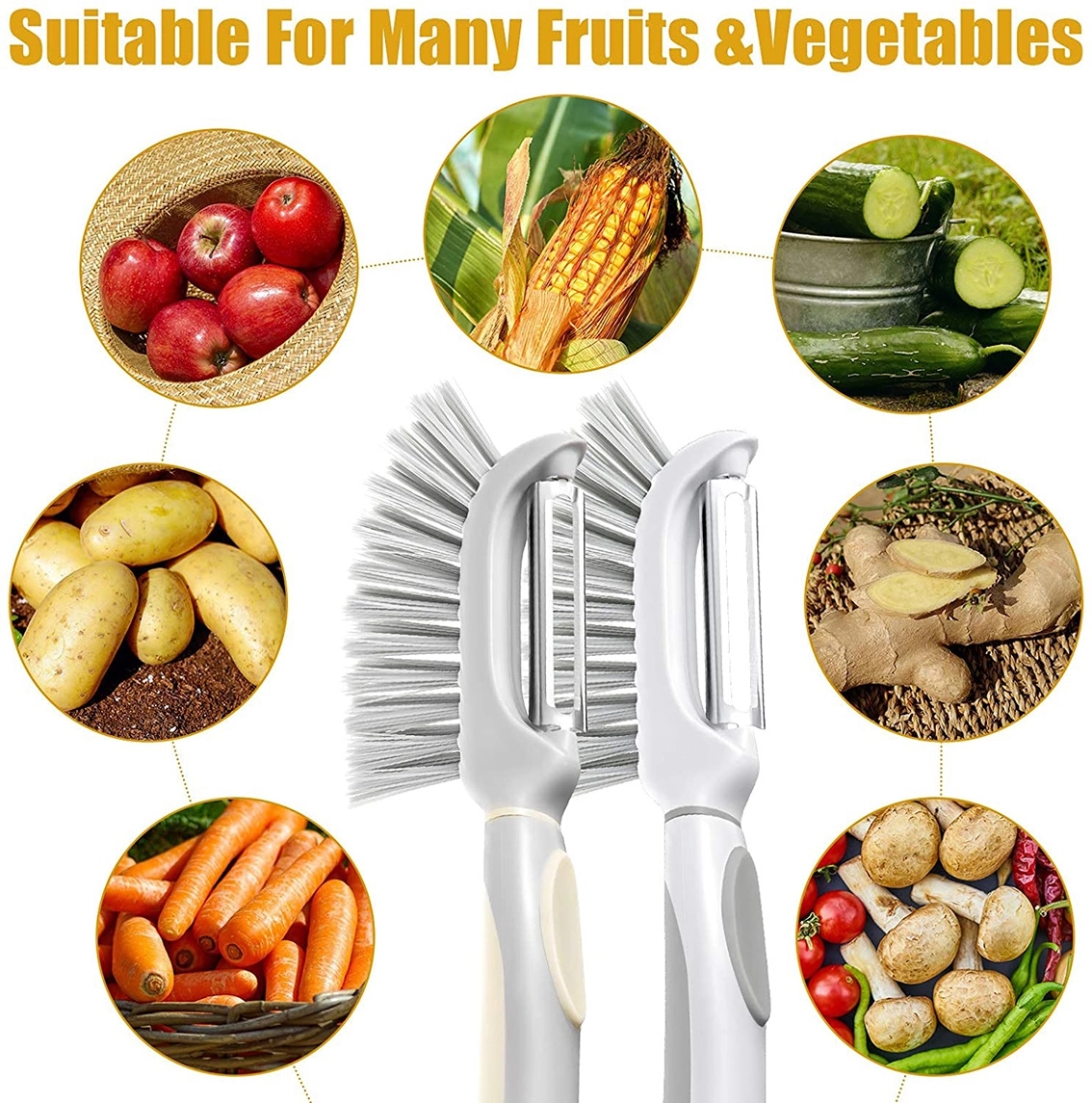 3-in-1 Vegetable Peeler with Brush 6