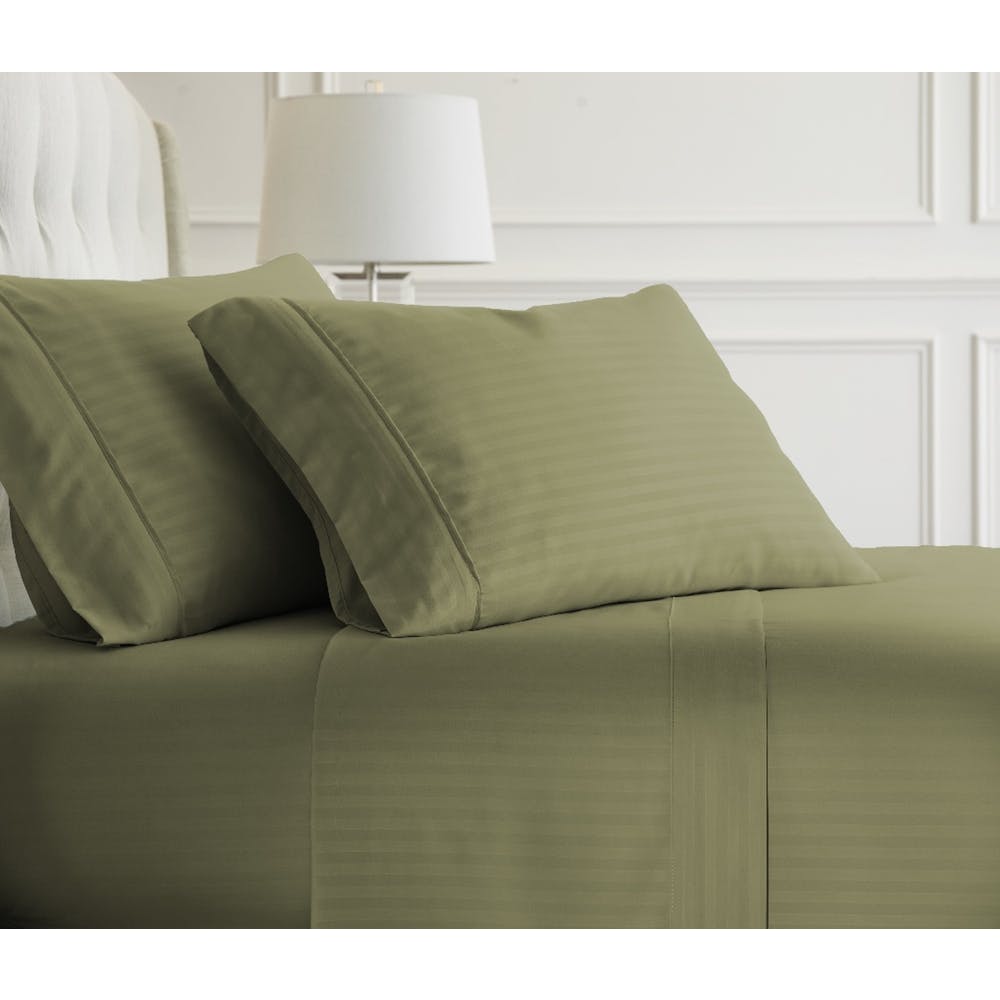 Premium Embossed Sheet Sets - Sage Queen Striped 4 Piece 1