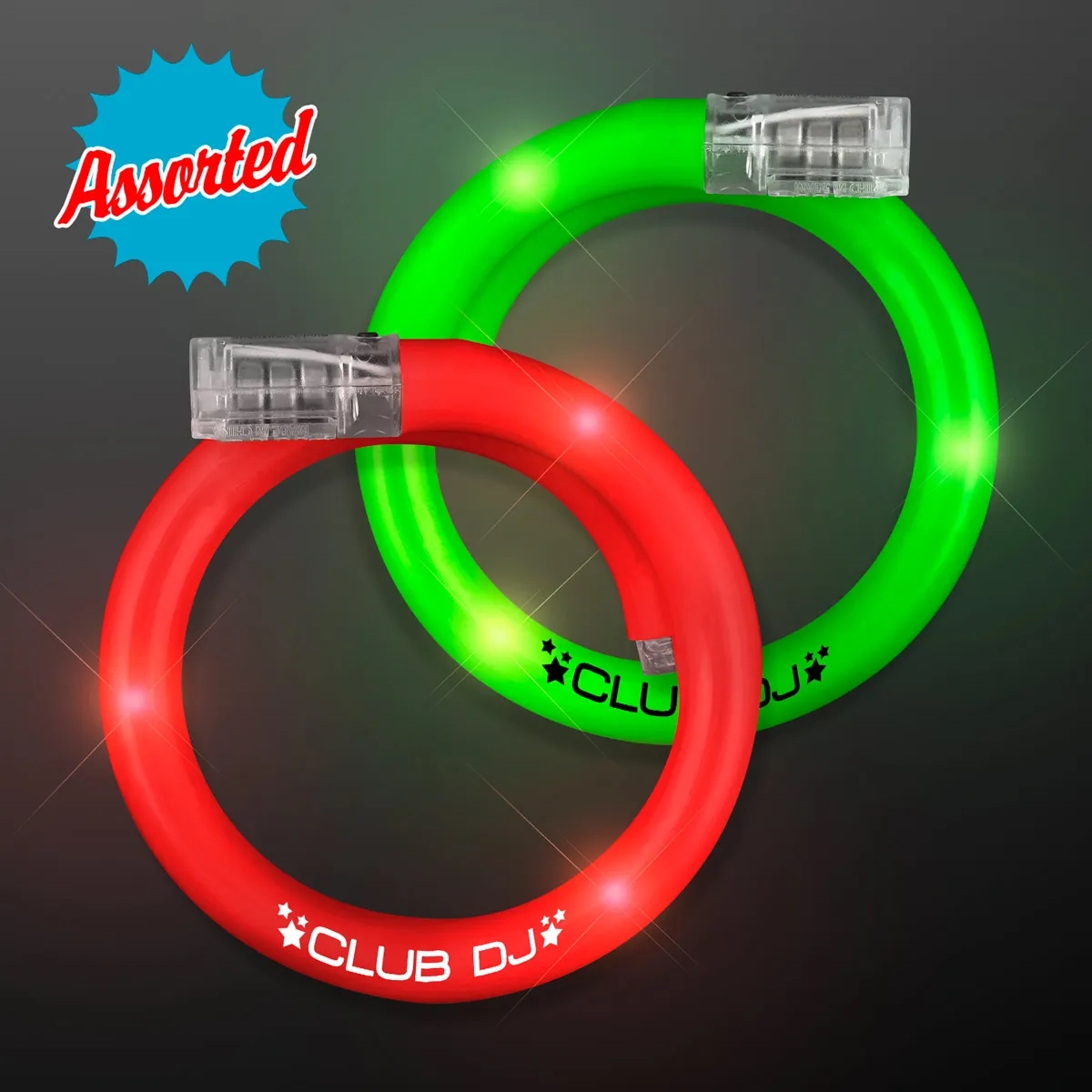 LED Flash Tube Bracelets - Assorted Green & Red 2