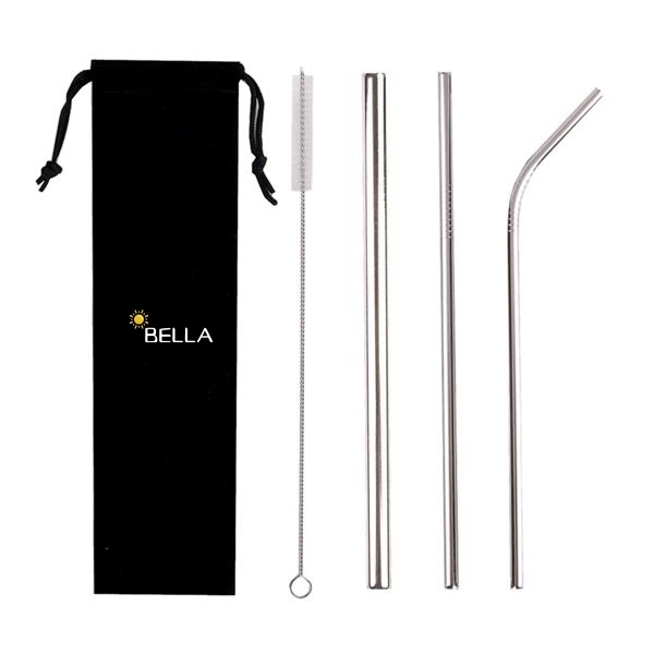 Reusable Stainless Steel Metal Straws With Pouch 2